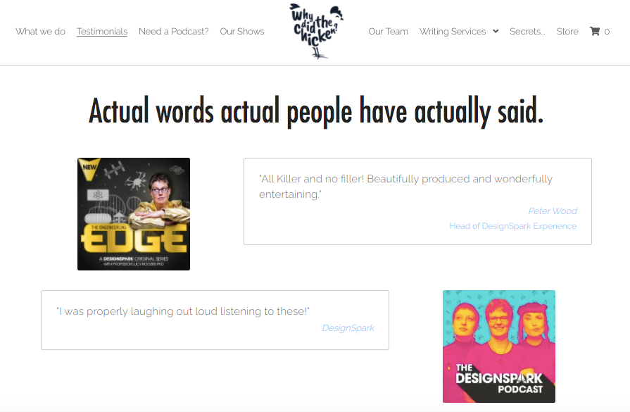 Positive reviews displayed on a website built on Strikingly Positive reviews displayed on a website built on Strikingly